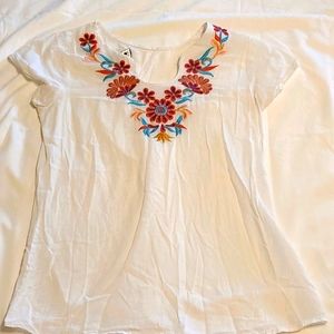 White Cotton Embroidered Blouse